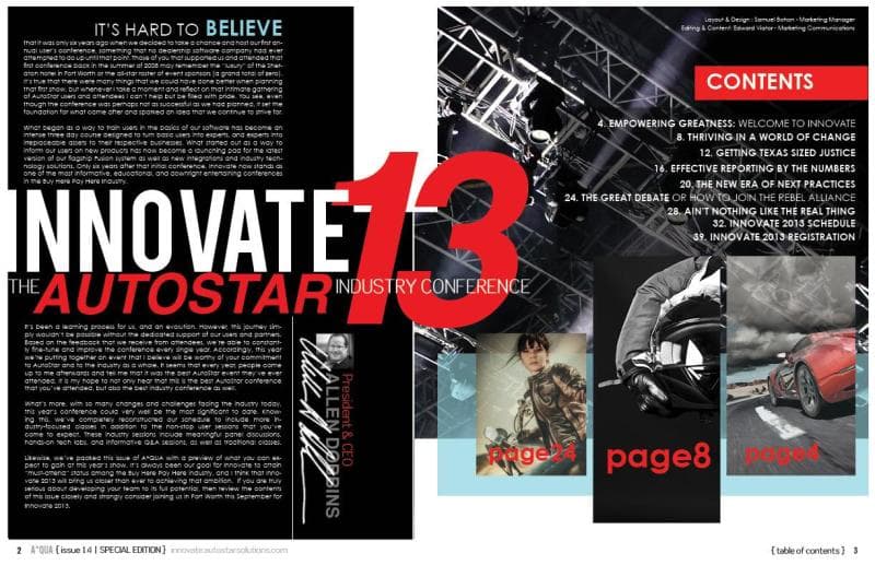 A*QUA table of contents for AutoStar Solutions