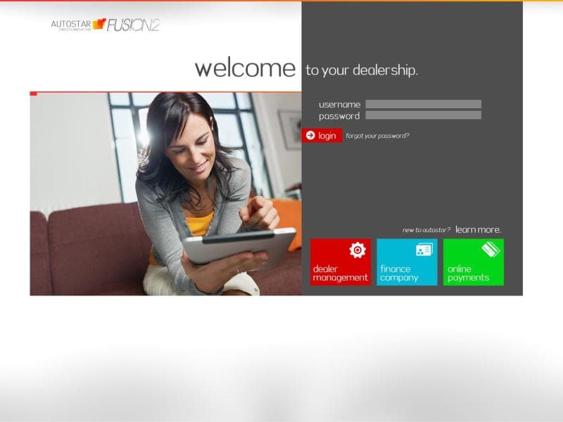 Fusion 2 welcome screen for AutoStar Solutions