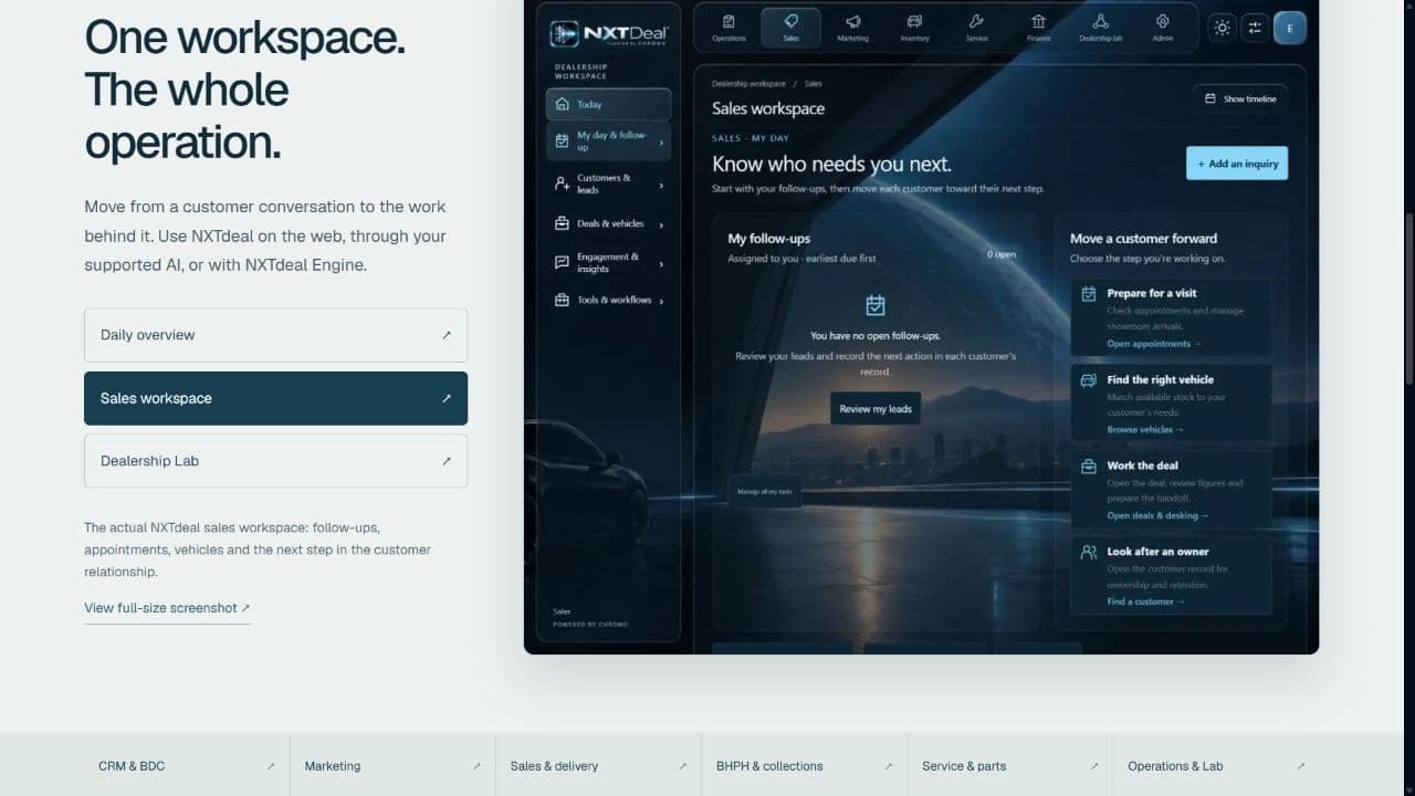 NXTDeal product presentation showing its sales workspace